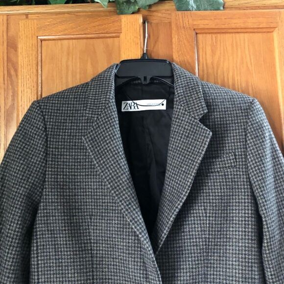 ZARA Oversized Two Button Plaid Blazer Jacket w/Elbow Patches Size XS - Picture 3 of 16